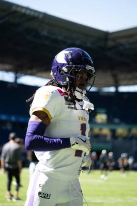 Germany, September 6, 2026, The AFLE Gold Bowl 2026: Panthers Wroclaw vs. Vienna Vikings, Schauinsland Reisen Arena, Duisburg, Vienna Vikings, Marloshawn Franklin Jr., Duisburg, Germany Copyright: xMijoxLubecx