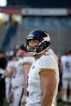 Germany, September 6, 2026, The AFLE Gold Bowl 2026: Panthers Wroclaw vs. Vienna Vikings, Schauinsland Reisen Arena, Duisburg, Vienna Vikings, Dennis Tasic, Duisburg, Germany Copyright: xMijoxLubecx