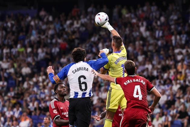 September 6, 2026, Cornella, Barcelona, SPAIN: Odysseas Vlachodimos of Sevilla FC in action during the Spanish league, LaLiga EA Sports, football match played between RCD Espanyol and Sevilla CF at RCDE Stadium on September 06, 2026 in Cornella, Spain. Cornella SPAIN - ZUMAa181 20260906_zaa_a181_318 Copyright: xJavierxBorregox