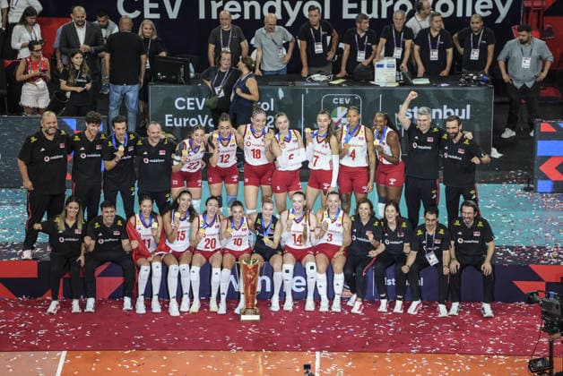 Turkiye retain European women s volleyball title with 3-2 win over Italy ISTANBUL, TURKIYE - SEPTEMBER 6: Players of the Turkish National Women’s Volleyball Team celebrate after defeating Italy 3-2 in the final to win the 2026 CEV Women’s European Volleyball Championship at Sinan Erdem Sports Hall in Istanbul, Turkiye, on September 6, 2026. Agit Erdi Ulukaya Anadolu Istanbul Turkey. Editorial use only. Please get in touch for any other usage.  Copyright: x2026xAnadoluxAgitxErdixUlukayax