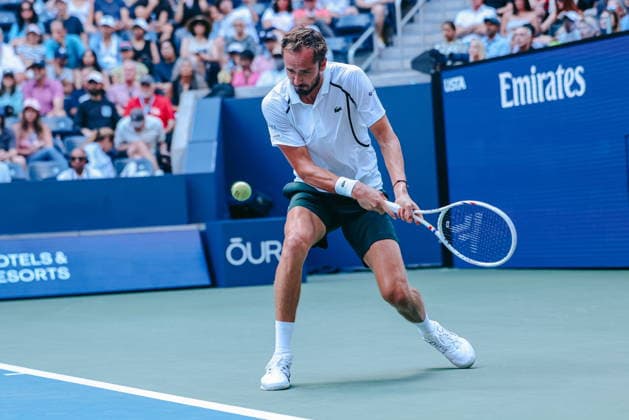 US Open tennis tournament - Day 8 Daniil Medvedev of Russia in action against Frances Tiafoe of the USA during their Men s Singles round of 16 match at the US Open Tennis Championships in Flushing Meadows, New York, USA, 06 September 2026. FLUSHING MEADOWS NEW YORK United States  Copyright: xOLGAxFEDOROVAx