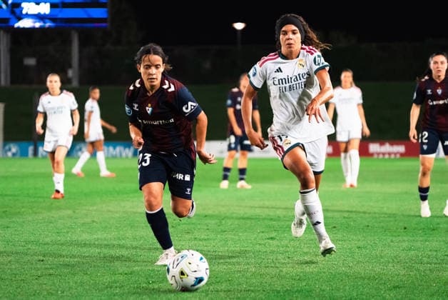 ESP Liga F: Real Madrid vs. Eibar — Samara Ortiz of Eibar and Andreia Jacinto of Real Madrid during the Spanish Women s League (Liga F) match between Real Madrid and SD Eibar at the Alfredo Di Stefano Stadium on September 6, 2026, in Valdebebas, Madrid, Spain — Madrid, Spain — Soccer Copyright: xAgenciaxLOFx