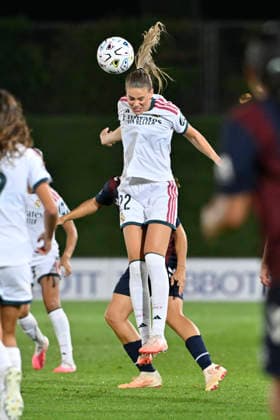 September 6, 2026, Madrid, Madrid, Spain: 22 BELLA ANDERSSON of Real Madrid CF Femenino clears the ball with a header during the Spanish Women League, Liga F, football match played between REAL MADRID fem Vs SD EIBAR femenino at Alfredo Di Stefano stadium on September 6, 2026, in Valdebebas, Madrid, Spain. Spanish Women League REAL MADRID Vs SD EIBAR Femenino (09.06.27) - ZUMAc312 20260906_zsp_c312_306 Copyright: xOscarxManuelxSanchezx