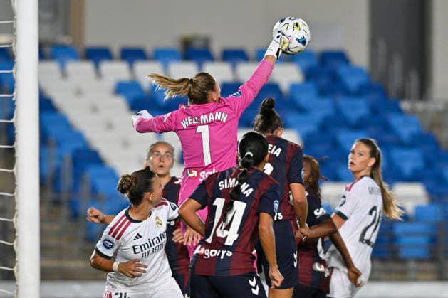 September 6, 2026, Madrid, Madrid, Spain: 1 ANNA WELLMANN of SD Eibar Femenino punches the ball away during the Spanish Women League, Liga F, football match played between REAL MADRID fem Vs SD EIBAR femenino at Alfredo Di Stefano stadium on September 6, 2026, in Valdebebas, Madrid, Spain. Spanish Women League REAL MADRID Vs SD EIBAR Femenino (09.06.27) - ZUMAc312 20260906_zsp_c312_312 Copyright: xOscarxManuelxSanchezx