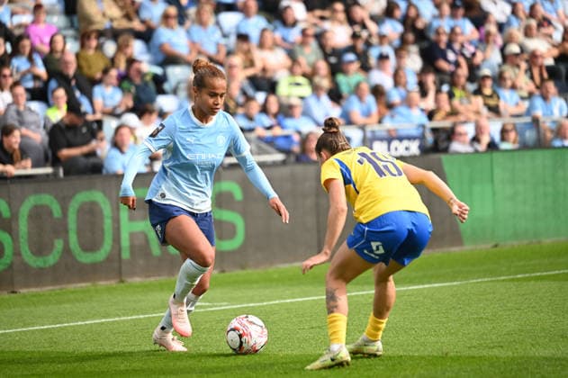 Manchester City versus Birmingham City in the Barclays WSL at the Joie Stadium Featuring: Mary Fowler Where: Manchester, United Kingdom When: 06 Sep 2026 Credit: Graham Finney Cover Images EDITORIAL USE ONLY. NOT FOR USE BY NEWSPAPERS BASED IN THE UK. Copyright: xx coverimg55988973