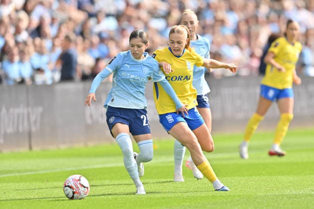 Manchester City versus Birmingham City in the Barclays WSL at the Joie Stadium Featuring: Yusi Hasegawa, Lily Crosthwaite Where: Manchester, United Kingdom When: 06 Sep 2026 Credit: Graham Finney Cover Images EDITORIAL USE ONLY. NOT FOR USE BY NEWSPAPERS BASED IN THE UK. Copyright: xx coverimg55988949