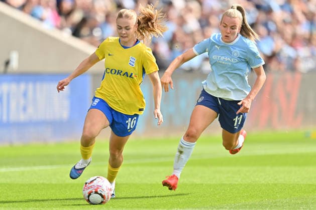 Manchester City versus Birmingham City in the Barclays WSL at the Joie Stadium Featuring: Lily Crosthwaite, Lauren Hemp Where: Manchester, United Kingdom When: 06 Sep 2026 Credit: Graham Finney Cover Images EDITORIAL USE ONLY. NOT FOR USE BY NEWSPAPERS BASED IN THE UK. Copyright: xx coverimg55988957