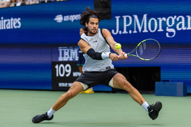 September 6, 2026: Carlos Alcaraz (ESP) in action against Tommy Paul (USA) during their Round 4 match at the US Open on September 6, 2026, held at the USTA Billie Jean King National Tennis Center in New York City. New York City USA - ZUMAc04_ 20260906_zma_c04_110 Copyright: xBerniexHaleyx