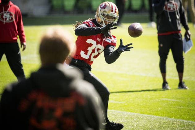 NFL, American Football Herren, USA 49ERS TRAINING, Jalen Stroman during a San Francisco 49ers NFL training session at AAMI Park in Melbourne, Monday, September 7, 2026. ( NO ARCHIVING MELBOURNE VICTORIA AUSTRALIA  Copyright: xCHRISTOPHERxHOPKINSx 20260907195579101420