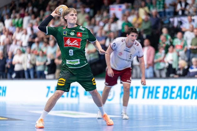Morten Hempel Jensen of GWD Minden, No. 09, takes a seven-meter throw; GER, GWD Minden vs. TuSEM Essen, Handball, 2. Bundesliga, Matchday 2, 2026–2027 season, September 6, 2026 GER, GWD Minden vs. TuSEM Essen, Handball, 2. Bundesliga, Matchday 2, 2026–2027 season, September 6, 2026 Minden Copyright: xEibner-Pressefoto JanxRollingerx EP_JSK