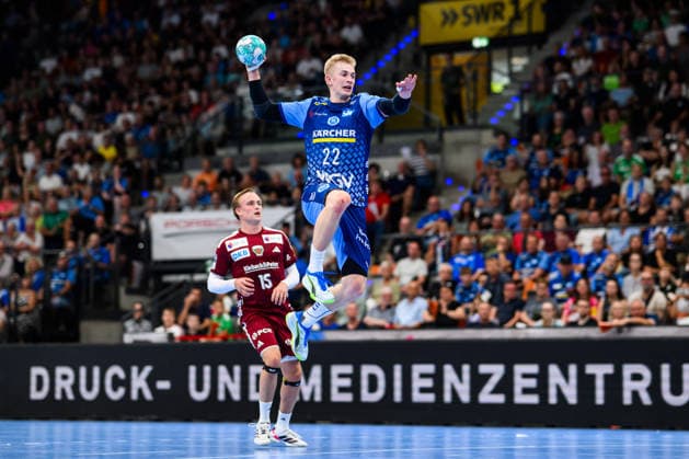 TVB Stuttgart vs. Füchse Berlin, Handball 1 Bundesliga, Men s, 2026–2027 Season, TVB Stuttgart vs. Füchse Berlin, Porsche Arena, Stuttgart s Torben Matzken in action, Stuttgart, Porsche Arena, Baden-Württemberg, Germany
