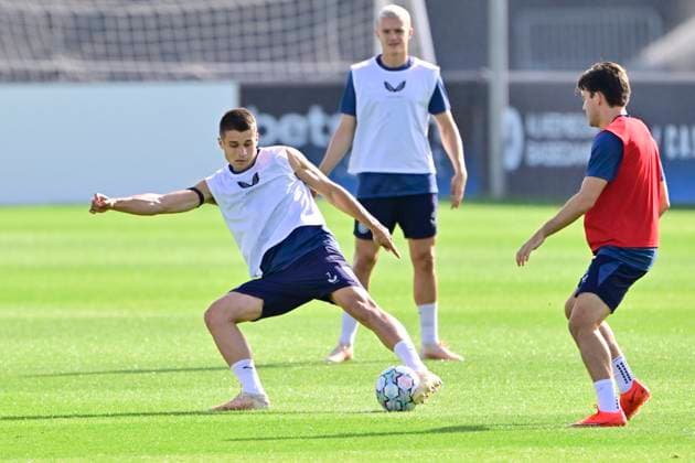 Club Brugge v Aston Villa - UEFA Champions League Media Activities 07 09 2026 BRUGGE, BELGIUM - SEPTEMBER 07 : Tresoldi Nicolo forward of Club Brugge pictured during a training session ahead of the UEFA Champions League 2026 27 League Phase MD1 match between Club Brugge and Aston Villa on September 7, 2026 in Brugge, Belgium, 07 09 2026 Brugge Belgium  Copyright: xJanxDexMeuleneirx