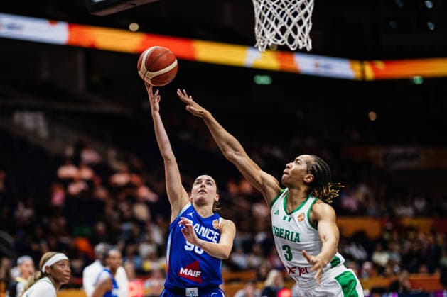 2026 FIBA Women’s Basketball World Cup: Nigeria vs. France, September 7, 2026 Pauline Astier (France), 98, Pallas Kunaiyi (Nigeria), 3 Basketball, FIBA Women’s Basketball World Cup 2026, Group Stage, Group B, Matchday 3: Nigeria vs. France on September 7, 2026, at the Uber Arena, Berlin Copyright: xBEAUTIFULxSPORTS Tonhäuserx