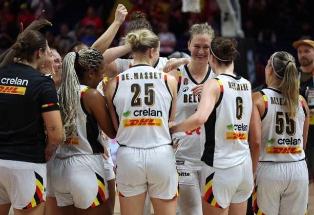 Belgium s Emma Meesseman celebrate after winning a basketball game between Belgian national team, Nationalteam Belgian Cats and Australia, game 3 of the group phase at the FIBA Women s Basketball World Cup, on Monday 7 September 2026, in Berlin, Germany. The FIBA Women s Basketball World Cup takes place in Berlin from 4 to 23 September 2026. VIRGINIExLEFOUR  x185541353x