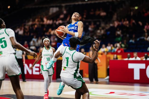 2026 FIBA Women’s Basketball World Cup: Nigeria vs. France, September 7, 2026—Janelle Salaun (France) vs. Grace Efosa Aguebor (Nigeria), 1 Basketball, FIBA Women’s Basketball World Cup 2026, Group Stage, Group B, Matchday 3: Nigeria vs. France on September 7, 2026, at the Uber Arena, Berlin Copyright: xBEAUTIFULxSPORTS Tonhäuserx