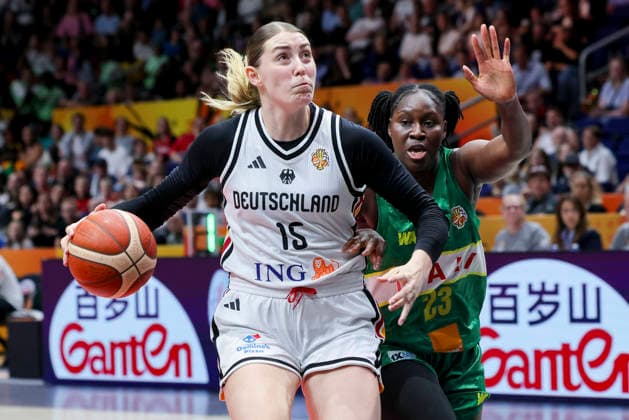 Luisa Geiselsoder of Germany and Sika Kone of Mali battle for the ball during the FIBA Women s Basketball World Cup Germany 2026 group match between Germany and Mali at the Berlin Arena on September 7, 2026, in Berlin, Germany. Photo by Marco Steinbrenner, DeFodi Images