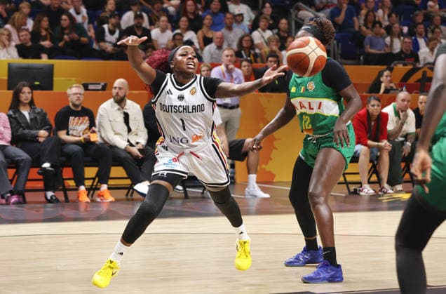 Alexis Peterson, Alima Dembele, Head-to-Head, Game Scene, Action, Sports, Basketball, FIBA World Cup, World Championship, Women s World Cup, 2026-2027 Season, July 9, 2026, DBB, Germany (GER) vs. Mali