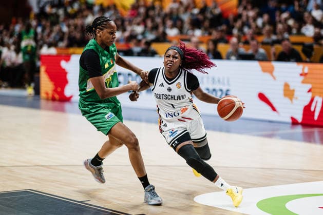 2026 FIBA Women’s Basketball World Cup: Germany vs. Mali, September 7, 2026: Alexis Peterson (Germany), 1, vs. Diana Balayera (Mali), 77; Basketball; FIBA Women’s Basketball World Cup 2026; Group Stage; Group A; Matchday 3: Germany vs. Mali on September 7, 2026, at the Uber Arena, Berlin Copyright: xBEAUTIFULxSPORTS Tonhäuserx