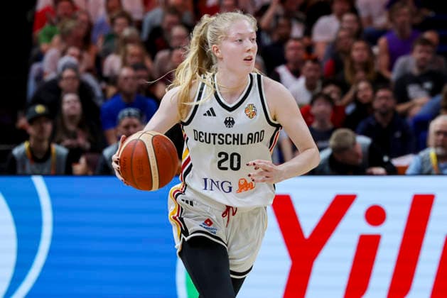 Frieda Buhner of Germany controls the ball during the FIBA Women s Basketball World Cup Germany 2026 group match between Germany and Mali at the Berlin Arena on September 7, 2026, in Berlin, Germany. Photo by Marco Steinbrenner, DeFodi Images