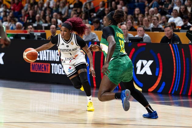 Alexis Peterson (Germany), No. 1, dribbling; Alima Dembele (Mali), No. 12; GER, Germany vs. Mali, basketball, 2026 FIBA Women’s World Cup, group stage, Matchday 3, September 7, 2026, GER, Germany vs. Mali, Basketball, 2026 FIBA Women’s World Cup, Group Stage, Matchday 3, September 7, 2026, Berlin Copyright: xEibner-Pressefoto MaxxVincenx EP_MVN