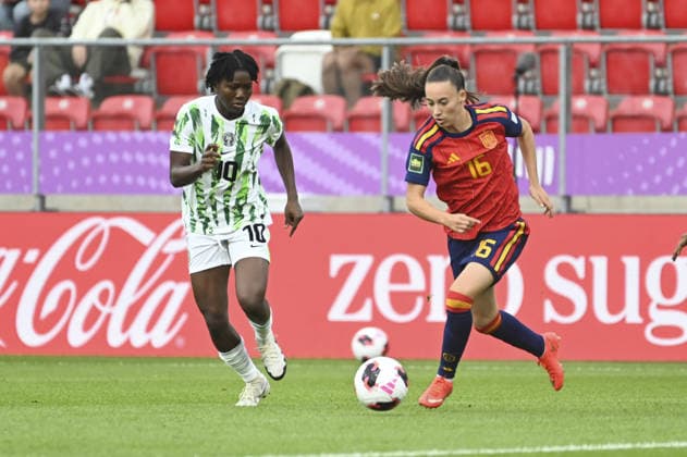 IPA88245688 - Kafayat Mafisere (NGA) and Rosalia Dominquez (ESP) during the FIFA U-20 Women s World Cup match between Spain and Nigeria in Sosnowiec, Poland, on September 7, 2026  Copyright: xMichalxDubiel IPAxSportx xx IPA88245688