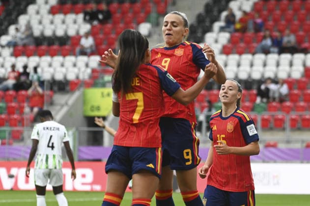 IPA88245692 - Marisa Garcia (ESP) celebrating a goal during the FIFA U-20 Women s World Cup match between Spain and Nigeria in Sosnowiec, Poland, on September 7, 2026  Copyright: xMichalxDubiel IPAxSportx xx IPA88245692