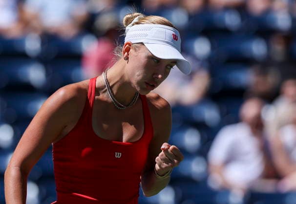 US Open tennis tournament - Day 9 Anastasia Potapova of Austria reacts during her match against Mirra Andreeva of Russia in the Women s Singles round 4 of the US Open Tennis Championships at the USTA Billie Jean King National Tennis Center in Flushing Meadows, New York, USA, 07 September 2026. The 2026 US Open tournament runs from 23 August through 13 September. FLUSHING MEADOWS NEW YORK United States  Copyright: xSARAHxYENESELx