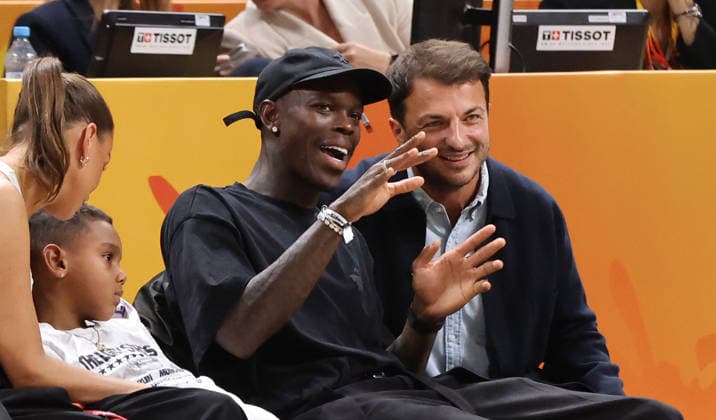 NBA pro Dennis Schröder talks with Mithat Demirel, DBB Vice President of Sports; Basketball; FIBA World Cup; Women s World Championship; 2026-2027 season; July 9, 2026; DBB Germany (GER) vs. Mali