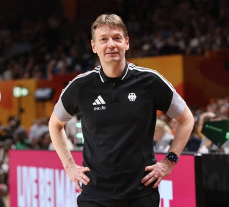 National Team Coach Olaf Lange Satisfied Action Upper Body Sports Basketball FIBA World Cup World Championship Women s World Cup 2026 Season 2027 July 9, 2026 DBB Germany GER vs. Mali