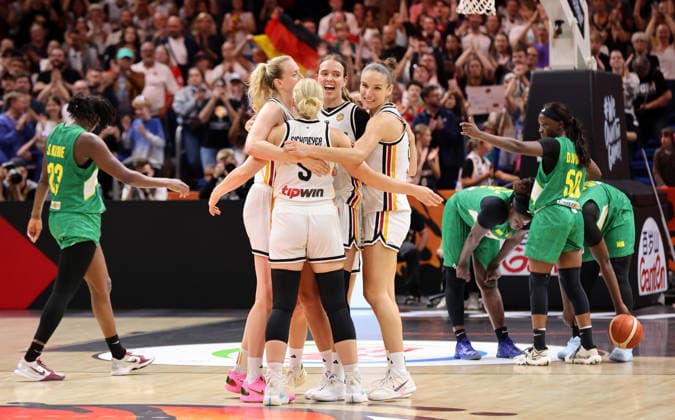 DBB Team Celebrates After the Game Joy Emotion Sports Basketball FIBA World Cup Women s World Championship 2026 Season July 9, 2027 DBB Germany GER vs. Mali
