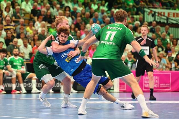 Stephan Seitz, ThSV Eisenach; Stephan Seitz, ThSV Eisenach; Georg Loewen, HSG Wetzlar; GER, HSG Wetzlar vs. ThSV Eisenach, Handball, Opel Handball Bundesliga, Matchday 3, 2026–2027 season, September 7, 2026 GER, HSG Wetzlar vs. ThSV Eisenach, Handball, Opel Handball Bundesliga, Matchday 3, 2026–2027 season, September 7, 2026 Wetzlar Copyright: xEibner-Pressefoto RenexWeissx EP_RWS
