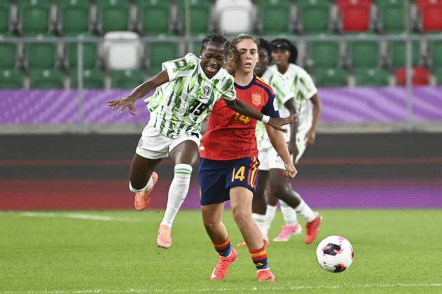 IPA88247349 - Precious Oscar (NGA) and Ainoa Gomez (ESP) during the FIFA U-20 Women s World Cup match between Spain and Nigeria in Sosnowiec, Poland, on September 7, 2026  Copyright: xMichalxDubiel IPAxSportx xx IPA88247349