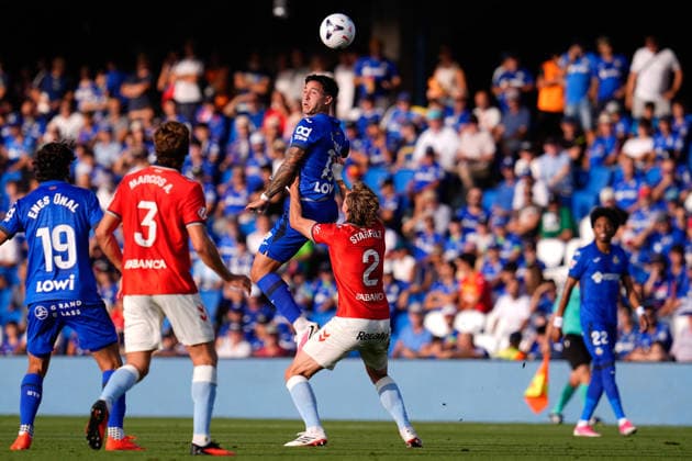 September 7, 2026, Getafe, Madrid, Spain: Martin Satriano of Getafe CF in action during the Spanish League, LaLiga EA Sports, football match played between Getafe CF and RC Celta de Vigo at Coliseum de Getafe stadium on September 07, 2026, in Getafe, Spain. Getafe Spain - ZUMAa181 20260907_zaa_a181_139 Copyright: xDennisxAgyemanx