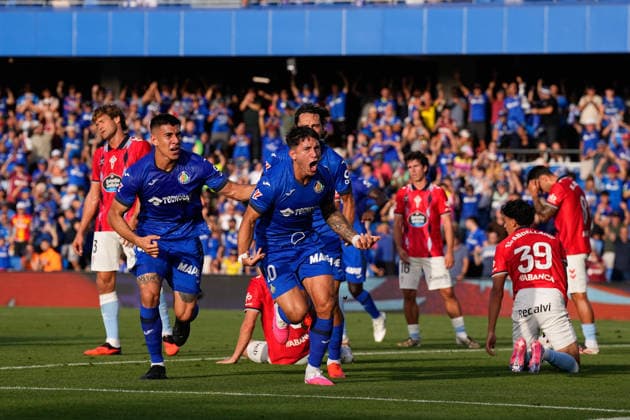 September 7, 2026, Getafe, Madrid, Spain: Martin Satriano of Getafe CF celebrates after scoring his team s first goal during the Spanish League, LaLiga EA Sports, football match played between Getafe CF and RC Celta de Vigo at Coliseum de Getafe stadium on September 07, 2026, in Getafe, Spain. Getafe Spain - ZUMAa181 20260907_zaa_a181_141 Copyright: xDennisxAgyemanx
