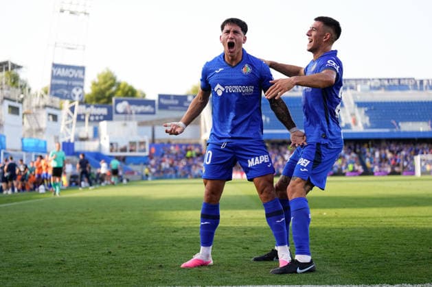 September 7, 2026, Getafe, Madrid, Spain: Martin Satriano of Getafe CF celebrates after scoring his team s first goal during the Spanish League, LaLiga EA Sports, football match played between Getafe CF and RC Celta de Vigo at Coliseum de Getafe stadium on September 07, 2026, in Getafe, Spain. Getafe Spain - ZUMAa181 20260907_zaa_a181_153 Copyright: xDennisxAgyemanx