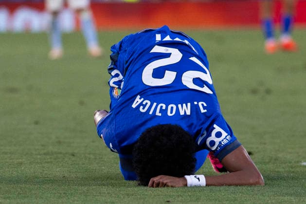 Getafe vs. Celta de Vigo, La Liga EA Sports: Johan Mojica of Getafe after a foul during the La Liga EA Sports match between Getafe and Celta de Vigo at Estadio Coliseum on September 7, 2026, in Getafe, Madrid, Spain. Getafe, Estadio Coliseum, Madrid, Spain Copyright: xAlejandroxMatiasxAcostax