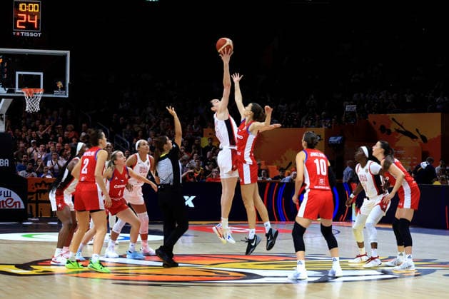 September 7, 2026, Basketball, Women s, FIBA Basketball World Cup, 2026, USA vs. Czechia; Breanna Stewart (USA) 10, Veronika Vorackova (Czechia) 8; Berlin Uber Arena, Berlin, Germany Copyright: xNordphotox xEnglerx