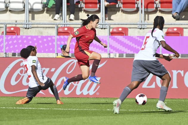 SOCCER - FIFA World Cup, WM, Weltmeisterschaft, Fussball - U-20 Women? - New Caledonia vs. China PR Photo by IPA ABACAPRESS.COM88243059 - Leana Hmae (NCL), Chenyu Li (CHN), and Shirley Wenessia (NCL) during the FIFA U-20 Women s World Cup match between New Caledonia and China PR in Sosnowiec, Poland, on September 7, 2026 Sosnowiec Poland  Copyright: xIPAxSport ABACAx