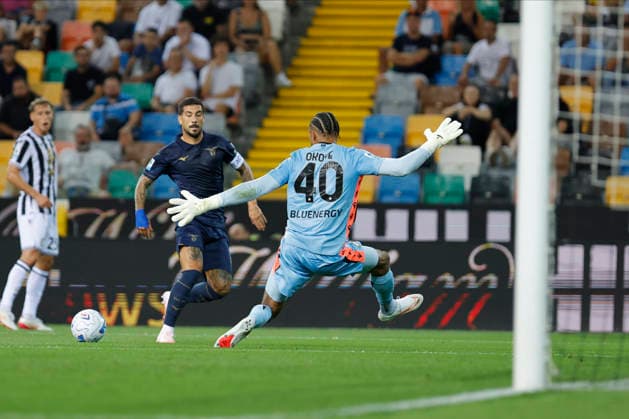 September 7, 2026, Udine, Italy, Italy: LazioÃ¢â‚¬â ¢s Mattia Zaccagni in action against Udinese s Maduka Okoye during the Serie A Enilive soccer match between Udinese and Lazio at the Bluenergy Stadium, north Est Italy, September 07, 2026. Udine Italy - ZUMAr199 20260907_zsp_r199_023 Copyright: xMattiaxRadonix