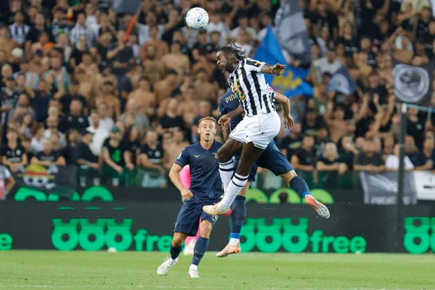 September 7, 2026, Udine, Italy, Italy: Udinese s Oumar Solet in action against LazioÃ¢â‚¬â ¢s Andrea Pinamonti during the Serie A Enilive soccer match between Udinese and Lazio at the Bluenergy Stadium, north Est Italy, September 07, 2026. Udine Italy - ZUMAr199 20260907_zsp_r199_021 Copyright: xMattiaxRadonix