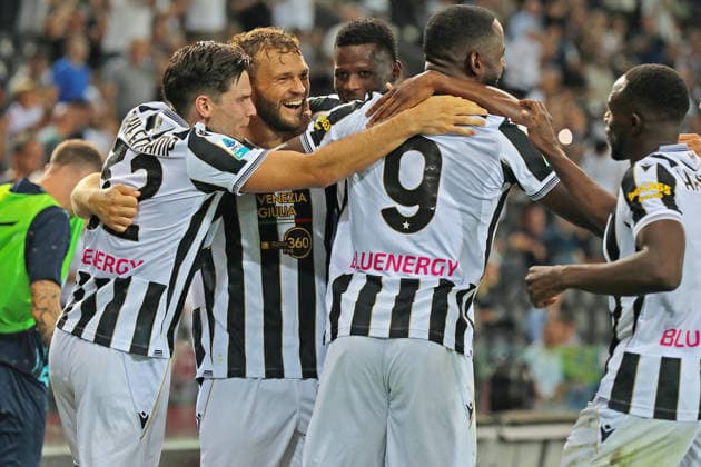 Udinese™s Jesper Karlstroem celebrates after scoring the 1-0 goal for his team during the Serie A soccer match between Udinese and Lazio at the Friuli Stadium in Udine, north east Italy - September 07, 2026. - Soccer  Copyright: xAndreaxBressanutti LaPressex