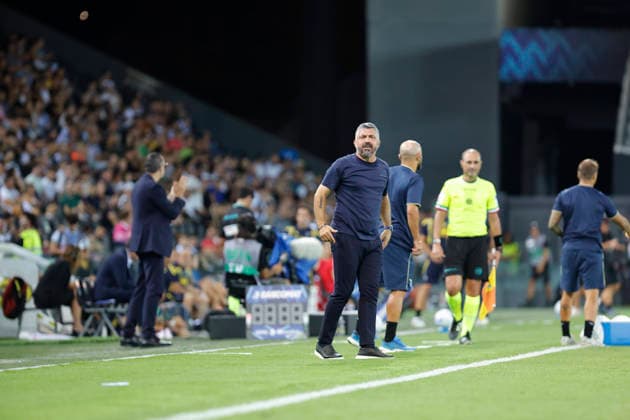 September 7, 2026, Udine, Italy, Italy: Lazio s head coach Ivan Gennaro Gattuso celebrates during the Serie A Enilive soccer match between Udinese and Lazio at the Bluenergy Stadium, north Est Italy, September 07, 2026. Udine Italy - ZUMAr199 20260907_zsp_r199_049 Copyright: xMattiaxRadonix