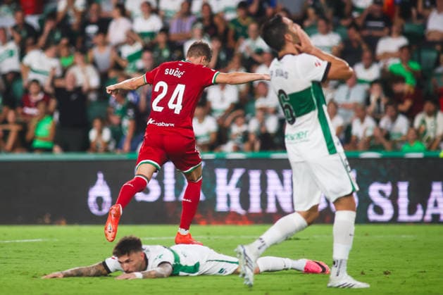 ESP LaLiga EA Sports Elche CF vs. Real Sociedad Luka Sucic of Real Sociedad scores a goal and celebrates during the LaLiga EA Sports match between Elche CF and Real Sociedad played at Martinez Valero Stadium in Elche on September 7, 2026, in Spain. Spanish Soccer Copyright: xAgenciaxLOFx