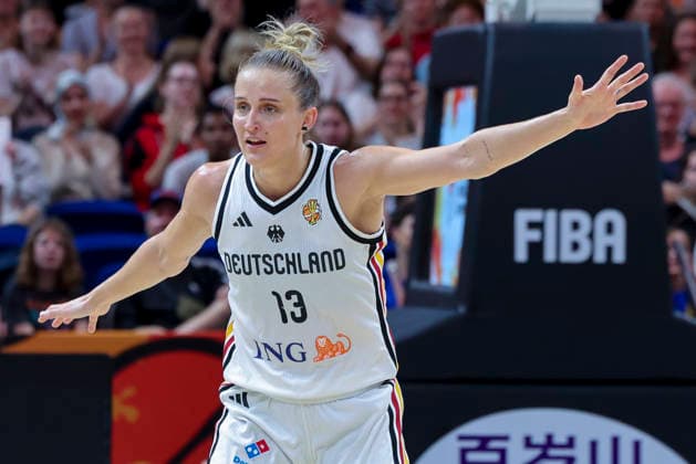 Leonie Fiebich of Germany gestures during the FIBA Women s Basketball World Cup Germany 2026 group match between Germany and Mali at the Berlin Arena on September 7, 2026, in Berlin, Germany. Photo by Marco Steinbrenner, DeFodi Images