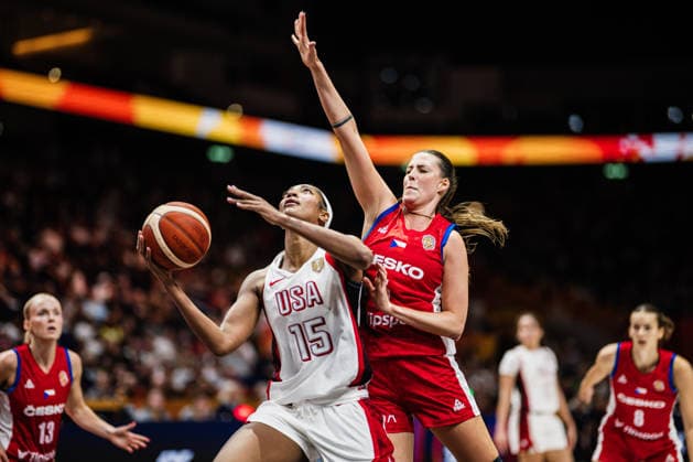 FIBA Women’s Basketball World Cup 2026: USA vs. Czech Republic, September 7, 2026; Angel Reese (USA), 15; Natalie Stoupalova (Czech Republic), 5; Basketball; FIBA Women’s Basketball World Cup 2026; Group Stage; Group D; Matchday 3: USA vs. Czech Republic on September 7, 2026, at the Uber Arena, Berlin Copyright: xBEAUTIFULxSPORTS Tonhäuserx