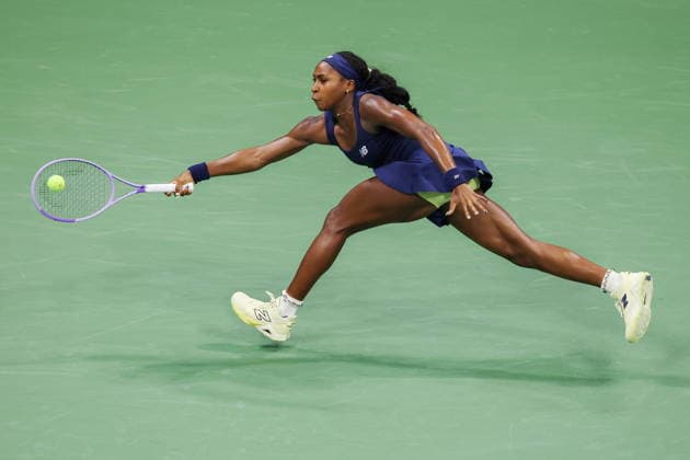 US Open tennis tournament - Day 9 Coco Gauff of the USA in action against Iva Jovic of the USA during their Women™s Singles round 4 match of the US Open Tennis Championships at the USTA Billie Jean King National Tennis Center in Flushing Meadows, New York, USA, 07 September 2026. FLUSHING MEADOWS NEW YORK United States  Copyright: xBRIANxHIRSCHFELDx