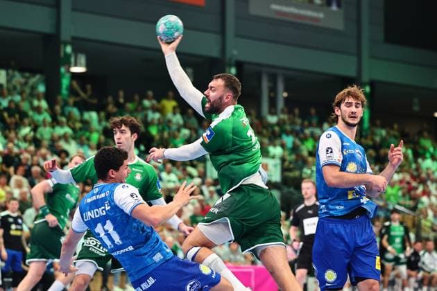 Nikolaj Laesoe, HSG Wetzlar; Nikolaj Laesoe, HSG Wetzlar; Gian Attenhofer, ThSV Eisenach; left: GER; HSG Wetzlar vs. ThSV Eisenach; handball; Opel Handball Bundesliga; Matchday 3; 2026–2027 season; September 7, 2026, GER, HSG Wetzlar vs. ThSV Eisenach, Handball, Opel Handball Bundesliga, Matchday 3, 2026–2027 season, September 7, 2026, Wetzlar Copyright: xEibner-Pressefoto RenexWeissx EP_RWS