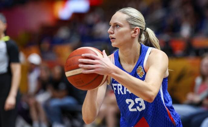 French™ Marine Johannes pictured during a basketball game between Nigeria and France, game 3 of the group phase at the FIBA Women s Basketball World Cup, on Monday 7 September 2026, in Berlin, Germany. The FIBA Women s Basketball World Cup takes place in Berlin from 4 to 23 September 2026. VIRGINIExLEFOUR  x185564155x
