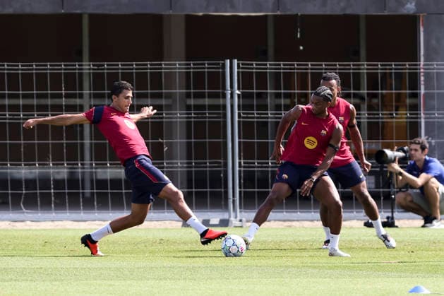 September 8, 2026, Sant Joan Despi, Barcelona, Spain: Rodri and Alejandro Balde during the training day of FC Barcelona, Barca ahead UEFA Champions League 2026 27, football match against Feyenoord at Ciutat Esportiva Joan Gamper on September 08, 2026 in Sant Joan Despi, Barcelona, Spain. FC Barcelona Training And press conference, PK, Pressekonferenz - UEFA Champions League 2026 27  - ZUMAa181 20260908_zaa_a181_003 Copyright: xJavierxBorregox