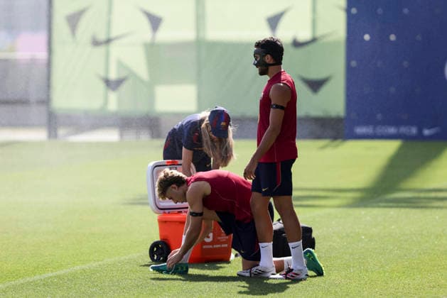 September 8, 2026, Sant Joan Despi, Barcelona, Spain: Eric Garcia and Fermin Lopez during the training day of FC Barcelona, Barca ahead UEFA Champions League 2026 27, football match against Feyenoord at Ciutat Esportiva Joan Gamper on September 08, 2026 in Sant Joan Despi, Barcelona, Spain. FC Barcelona Training And press conference, PK, Pressekonferenz - UEFA Champions League 2026 27  - ZUMAa181 20260908_zaa_a181_013 Copyright: xJavierxBorregox